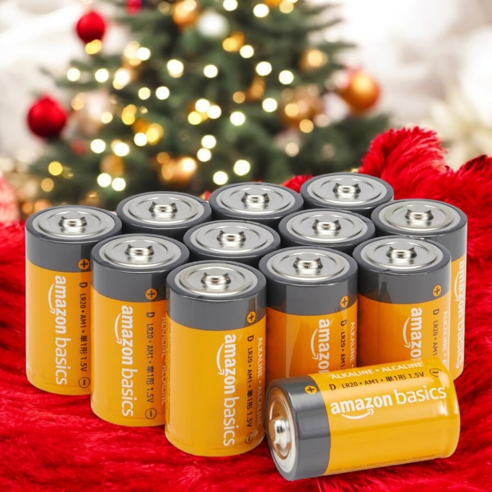 Amazon Basics 12-Pack D Cell Alkaline All-Purpose Batteries, 1.5 Volt - New